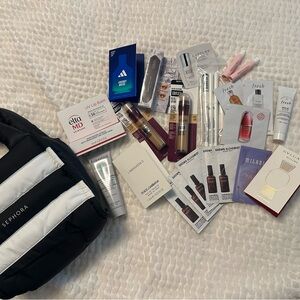 Sephora Black and White Bag with Beauty Samples